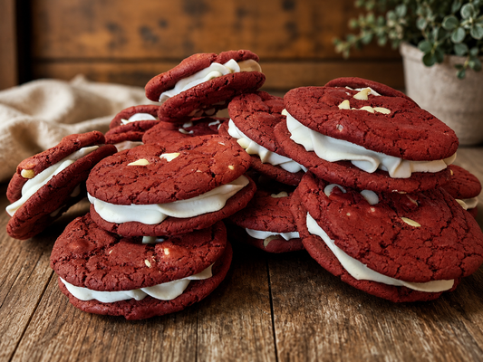 Red Velvet Cream Cheese Sandwich Cookies