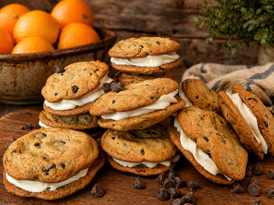 Orange Zest Chocolate Chip Cookie Sandwiches
