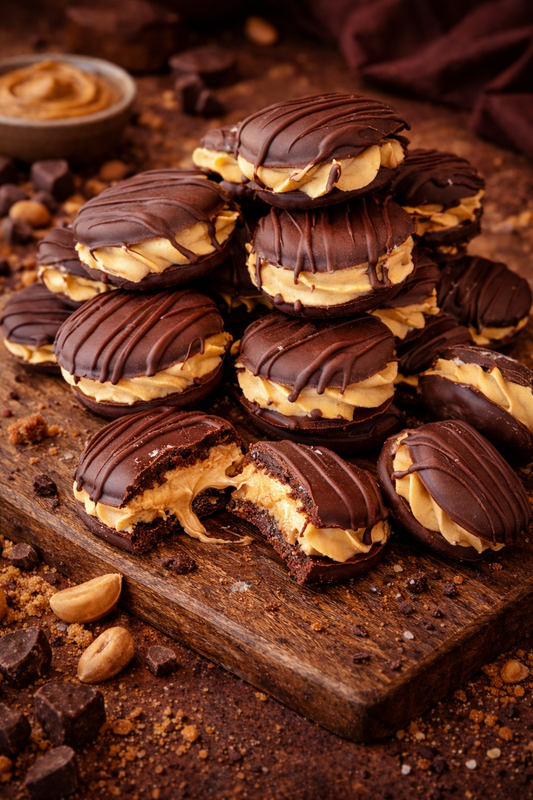 Hand~Dipped Peanut Butter Buttercream Sandwich Cookies