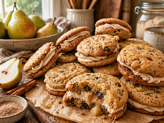 Chocolate Chip Fancy Pear Cookies With Cinnamon Cream Cheese Frosting
